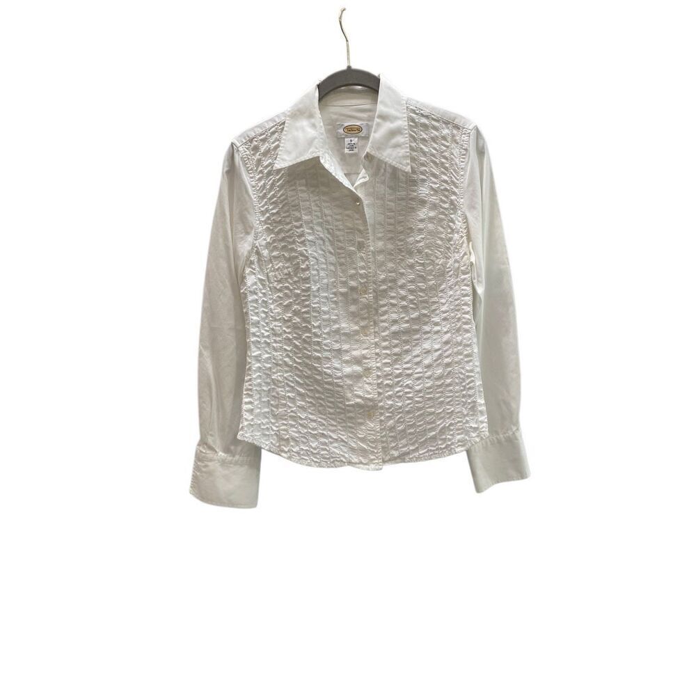 Talbots women’s white crinkled front blouse size 6